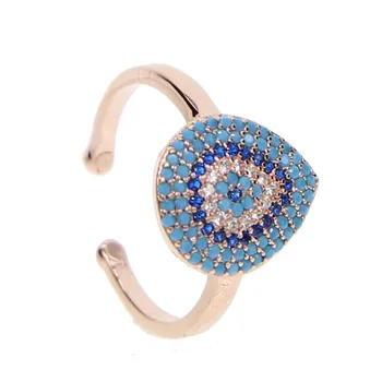  színes gyűrű burkolt türkiz|Kék cz Kő Török Gonosz Szem Charm Finom Divat Női eljegyzési gyűrű Indiai ékszerek